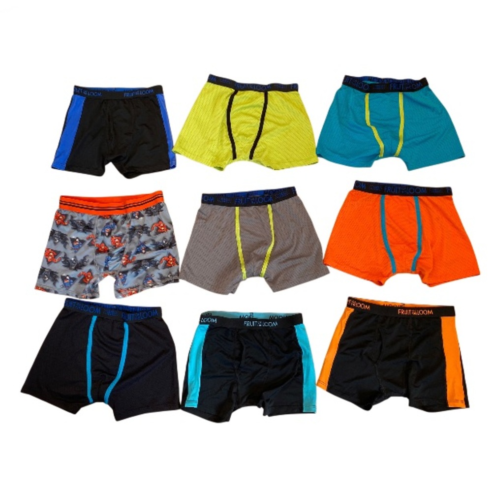 Set of 9 Fruit of the Loom Boys Boxers Size M (10-12)